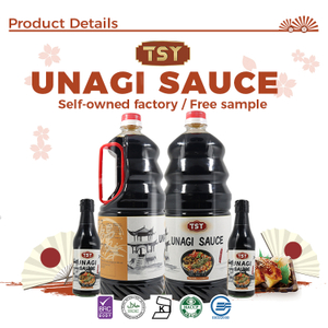 Barbekü suşi ve pirinç kaseleri için otantik Japon yılan balığı tuzlu unagi sosu