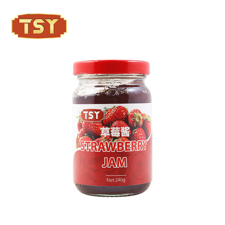 240g cam şişe% 100 doğal tatlı taze çilek reçeli