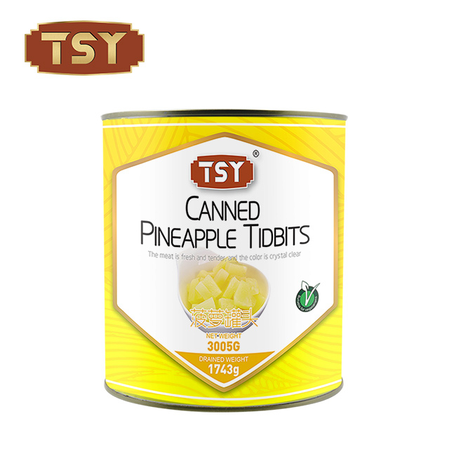 567G Çinli Üst Düzeyli Üreticiler Küresel Dağıtım İçin Konserve Ananas Tidbits